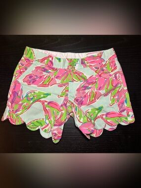 Lilly Pulitzer The Buttercup Short Pink & Mint Floral Scallop Shorts